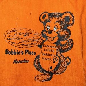 Vintage 60s HILTON Bowling Shirt~Bobbie’s Place~Herscher, IL~PIZZA